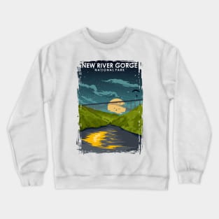 New River Gorge National Park at Night Vintage Minimal Travel Poster Crewneck Sweatshirt